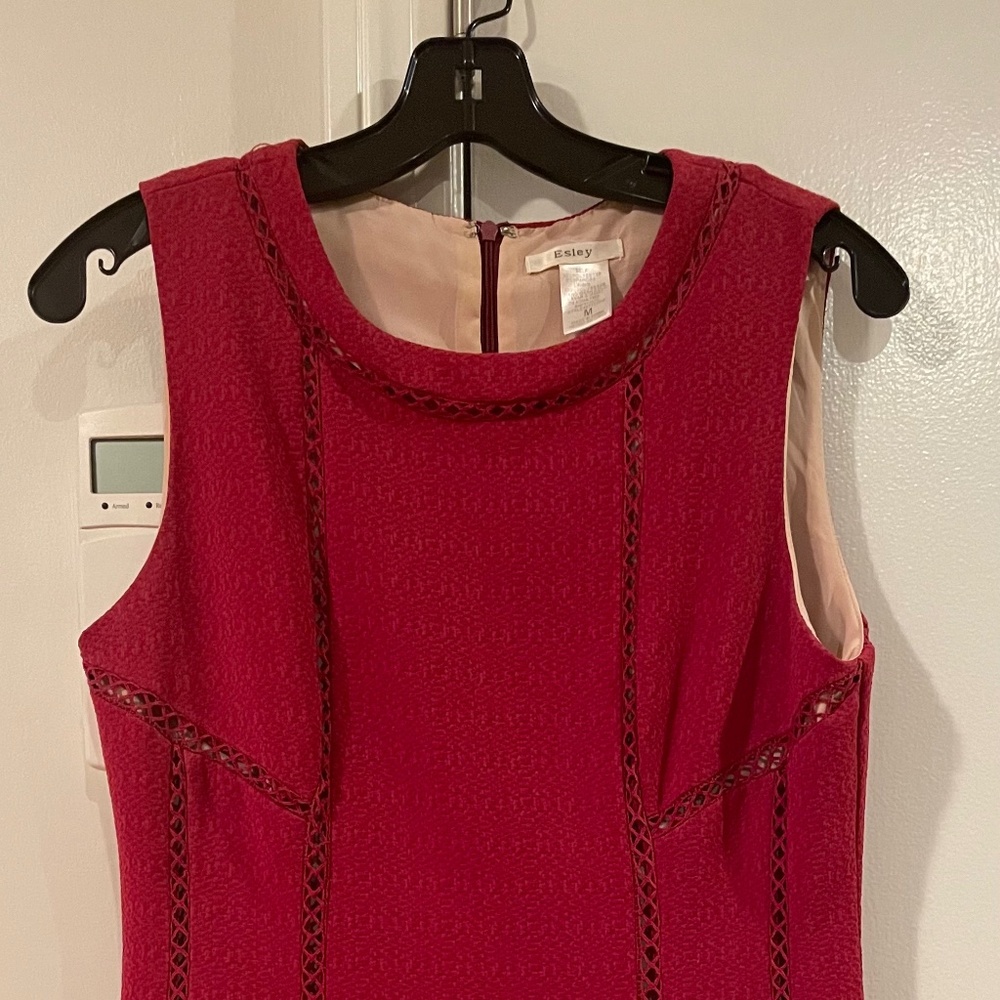 Crimson Red Sleeveless Dress - Esley Collection,Medium - Picture 2 of 5